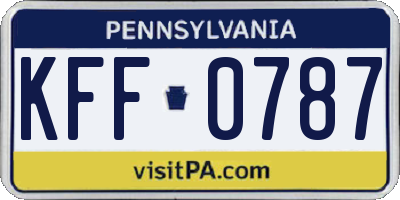 PA license plate KFF0787