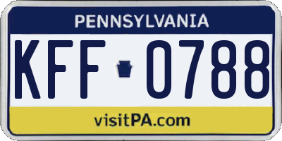 PA license plate KFF0788