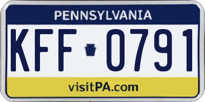 PA license plate KFF0791