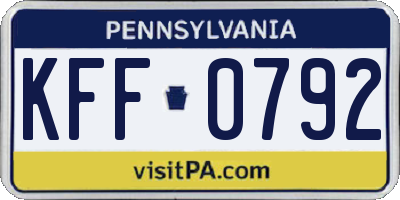 PA license plate KFF0792