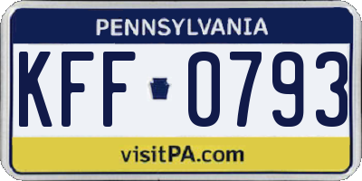 PA license plate KFF0793