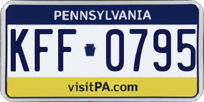 PA license plate KFF0795