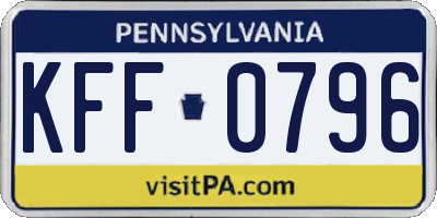PA license plate KFF0796