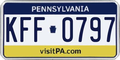 PA license plate KFF0797