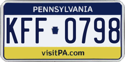 PA license plate KFF0798