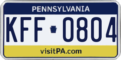 PA license plate KFF0804