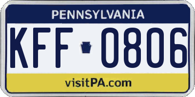 PA license plate KFF0806