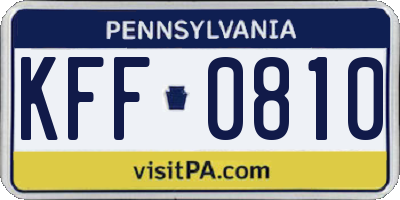 PA license plate KFF0810