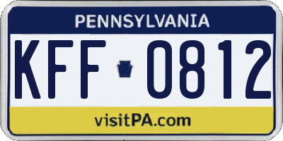 PA license plate KFF0812