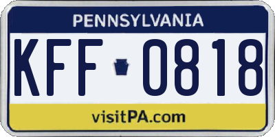 PA license plate KFF0818