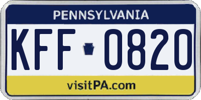 PA license plate KFF0820