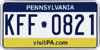 PA license plate KFF0821
