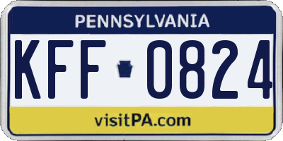 PA license plate KFF0824
