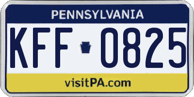 PA license plate KFF0825