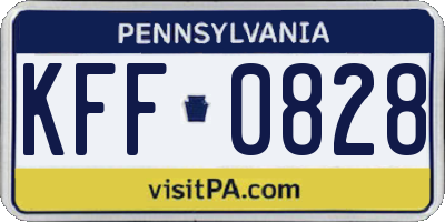 PA license plate KFF0828