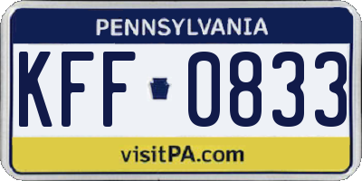 PA license plate KFF0833