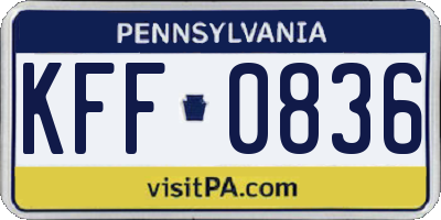 PA license plate KFF0836