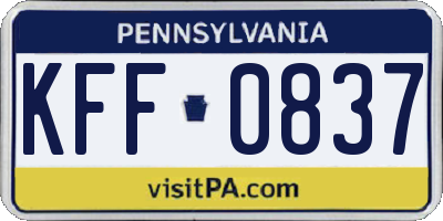 PA license plate KFF0837