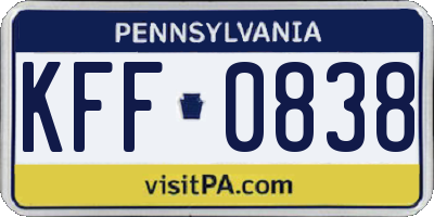 PA license plate KFF0838