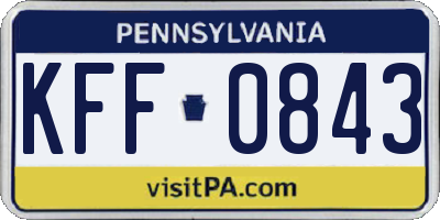 PA license plate KFF0843