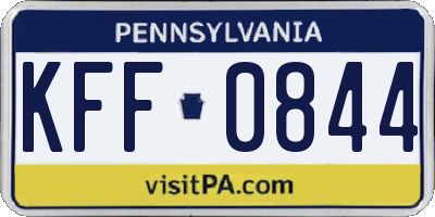 PA license plate KFF0844