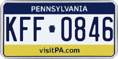 PA license plate KFF0846