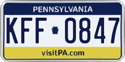 PA license plate KFF0847