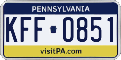 PA license plate KFF0851