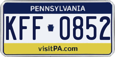 PA license plate KFF0852