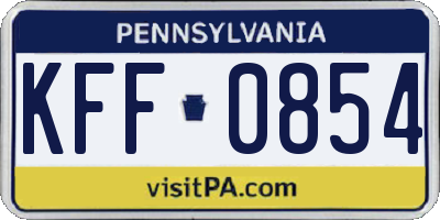 PA license plate KFF0854