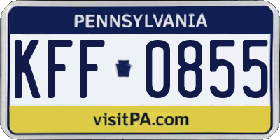 PA license plate KFF0855