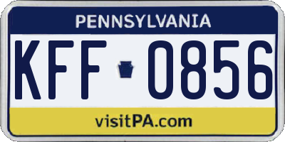 PA license plate KFF0856