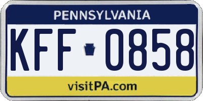 PA license plate KFF0858