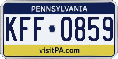 PA license plate KFF0859