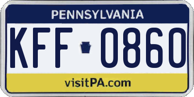 PA license plate KFF0860