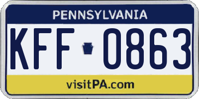 PA license plate KFF0863