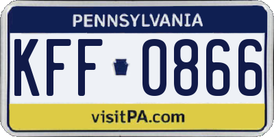 PA license plate KFF0866