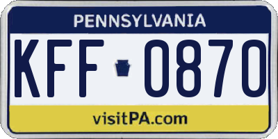 PA license plate KFF0870