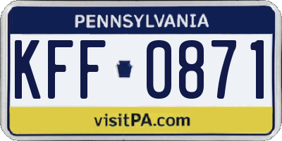 PA license plate KFF0871