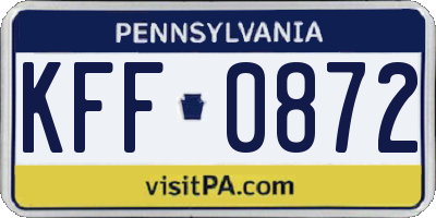 PA license plate KFF0872