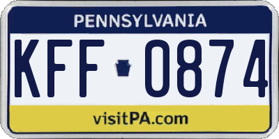 PA license plate KFF0874