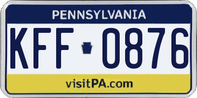 PA license plate KFF0876