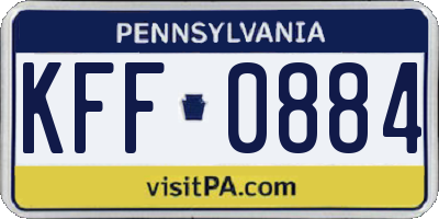 PA license plate KFF0884