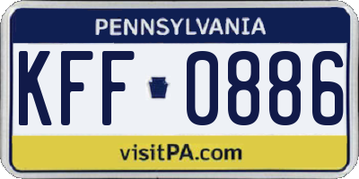 PA license plate KFF0886