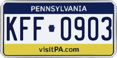 PA license plate KFF0903