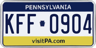 PA license plate KFF0904