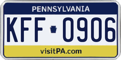 PA license plate KFF0906