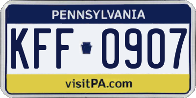 PA license plate KFF0907