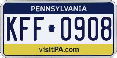 PA license plate KFF0908