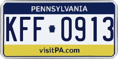 PA license plate KFF0913